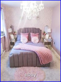 New Luxury Art Deco Bed Plush Velvet Chesterfield Bed Upholstered Bed Frames