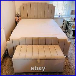 New Luxury Art Deco Bed Plush Velvet Chesterfield Bed Upholstered Bed Frames