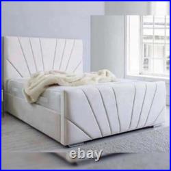 New Luxury Plush Velvet Sunrise Horizon Panel Upholstered Bed Frame in all Sizes