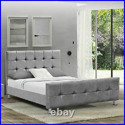 New Modern DESIGN Upholstered Bed Frame Plush Velvet FABRIC UK Beds Online Sale