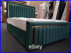 New Ottman Extra Storage Plush Velvet Upholstered Bed Frame With Gold Strip