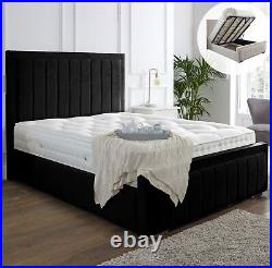 New Ottoman Storage Bed Gas Lift Panel Plush Velvet Upholstered Bed Double&King