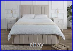 New Panel Plush Velvet Upholstered Bed Frame Double & King Size Made In Uk