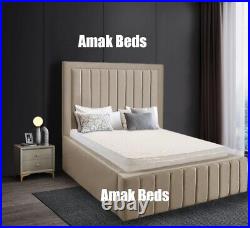 New Plush Velvet Clark Bed Frame Upholstered Storage Bed Double King Super King