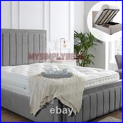New Plush Velvet Ottoman Storage Panel Gas Lift Upholstered Bed Double&King