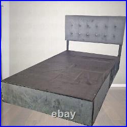 New Plush Velvet Small Double Ottoman Storage Bed Upholstered Fabric Bed Frame