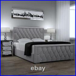New Style Florida Upholstered Bed Frame In Plush Velvet With Diamonds All Sizes