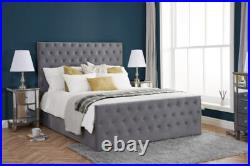 New Style Ottoman Storage Plush Velvet Gas Lift Upholstered Grey Color Bed Frame