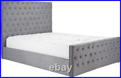 New Style Ottoman Storage Plush Velvet Gas Lift Upholstered Grey Color Bed Frame