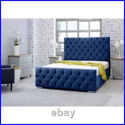 New Style Upholstered Florida Diamond Plush Velvet Bed Frame 3ft 4ft 4ft6 5ft Uk