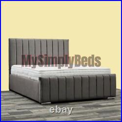 New Upholstered Plush Velvet Fabric Line Style Bed Frame Fast & Free Delivery