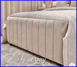 New high headboard plush velvet upholstered 4.6,5ft, 6 foot ottoman beds