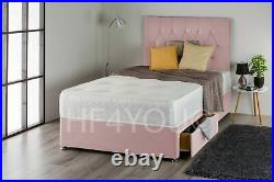 Orthopaedic Firm Plush Velvet Divan bed Set & Mattress & Matching Headboard