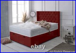 Ottoman Bed Divan Storage Plush Velvet Chesterfield Winged Foot Lift Gas Lift