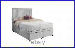 Ottoman Bed Divan Storage Plush Velvet + Panel Bed Head Foot Lift Gas Lift