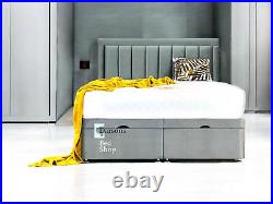 Ottoman Bed Divan Storage Plush Velvet + Panel Bed Head Foot Lift Gas Lift