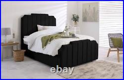 Ottoman Bed Frame Amelia Panel Plush Velvet Upholstered Double & King Size Bed