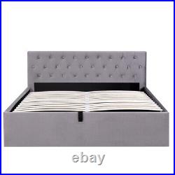 Ottoman Bed Frame Storage Bed Double Size 4ft6 Plush Velvet Upholstered Bed QH
