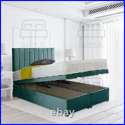 Ottoman Storage Bed Divan Drawers Soft Plush Velvet Panel Bed Head Gas Lift