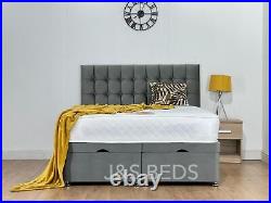Ottoman Storage Divan Bed + Free 20 Headboard CUBE -3ft/4ft/4ft6/5ft/6FT