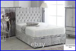 Ottoman Storage Divan bed with Diamante Headboard Plush Velvet 3FT 4FT6 5FT 6FT