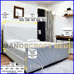 Ottoman Storage Gas Lift Up Panel Bed Frame Velvet Upholstered Double King Size