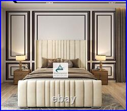 Ottoman Storage Gas Lift Up Winged Bed Frame Velvet Upholstered Double King Size