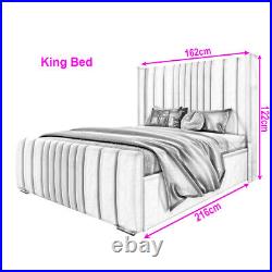 Ottoman Storage Gas Lift Up Winged Bed Frame Velvet Upholstered Double King Size