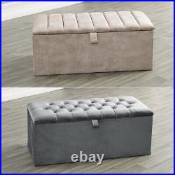 Ottoman Storage Toy Box Bedding Blanket Large Upholstered Bench Seat Soft Velvet