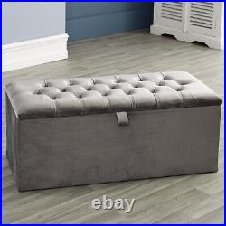 Ottoman Storage Toy Box Bedding Blanket Large Upholstered Bench Seat Soft Velvet