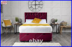 Ottoman Upholstered Plush Velvet Gas Lift Open Bed Mattress Included