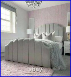 PANEL LUXURY VELVET UPHOLSTERED BED FRAME 3ft/4'6ft/5ft/6ft -MADE IN UK