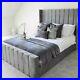 PANEL WING LUXURY VELVET UPHOLSTERED BED FRAME -Gaslift option