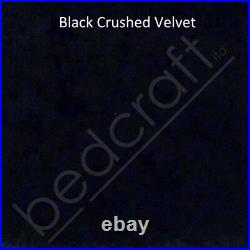 PLUSH VELVET DIAMANTE ASTRAL BED Chesterfield Buttoned Scroll Black Cream