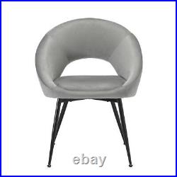 Pair Of 2 Dining Chair Plush Velvet Upholstered Round Back Lulu Dining Room Grey