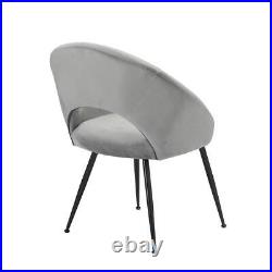 Pair Of 2 Dining Chair Plush Velvet Upholstered Round Back Lulu Dining Room Grey