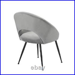Pair Of Dining Chair Plush Velvet Upholstered Round Back Lulu Dining Room Grey