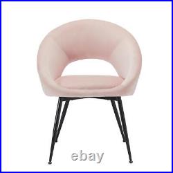 Pair Of Dining Chair Plush Velvet Upholstered Round Back Lulu Dining Room Pink