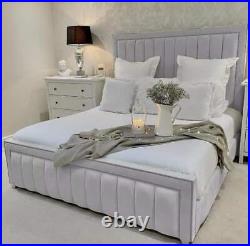 Panel Border bed frame! Panel Plush Velvet Upholstered Bed Frame 3ft 4ft6 Doub