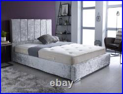 Panel Crushed Velvet Upholstered Bed Frame 3ft 4ft6 Double 5ft King Size NEW