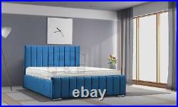 Panel Frame Bed Plush Velvet 3ft-4ft-4ft6-5ft-6ft