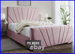 Panel Lines Plush Velvet Upholstered Bed Frame all Size