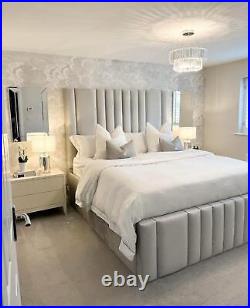 Panel Plush Velvet Full Upholstered Bed Frame Available in All Size and colour