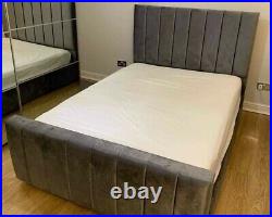 Panel Plush Velvet Upholstered Bed Frame 3ft 4ft6 5ft NEW beds & Mattress