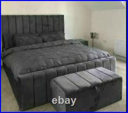 Panel Plush Velvet Upholstered Bed Frame 3ft 4ft6 Double 5ft King Size NEW beds