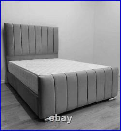 Panel Plush Velvet Upholstered Bed Frame 4ft6 Double 5ft King Size NEW