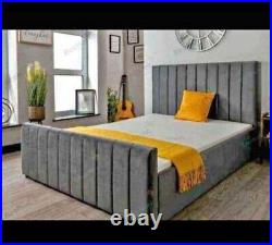 Panel Style plush velvet upholstered bed frame Fast & Free Del UK handmade