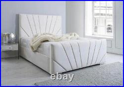 Panel Sunrise Plush Velvet Full Upholstered Bed Available in All Size