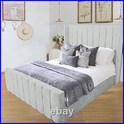 Panel Wing Luxury Plush Velvet Upholstered Bed Frame Double & King Size Uk