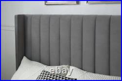 Panel wing Plush Velvet Upholstered Bed Frame Double & King Size NEW